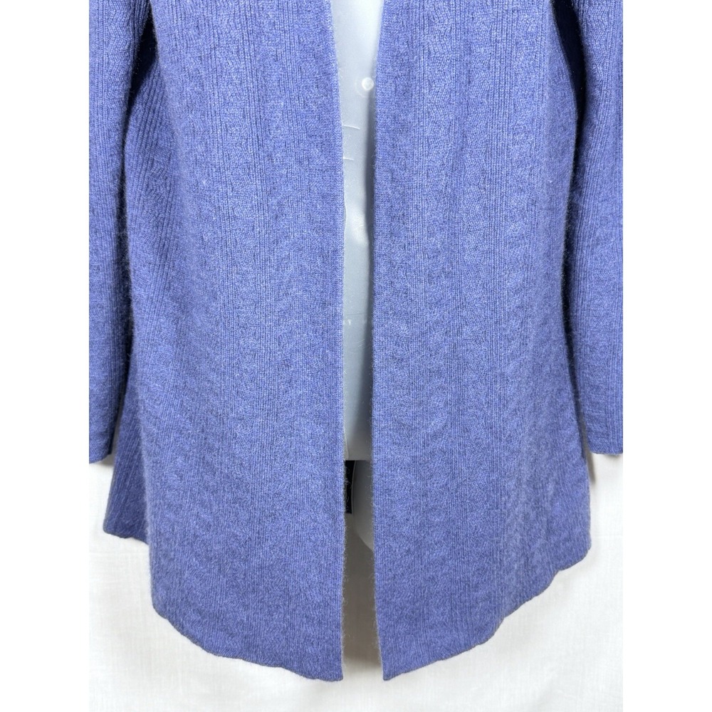 Sutton Studio 100% Cashmere Open Front Cardigan Sweater Blue Medium Luxury - Picture 4 of 9